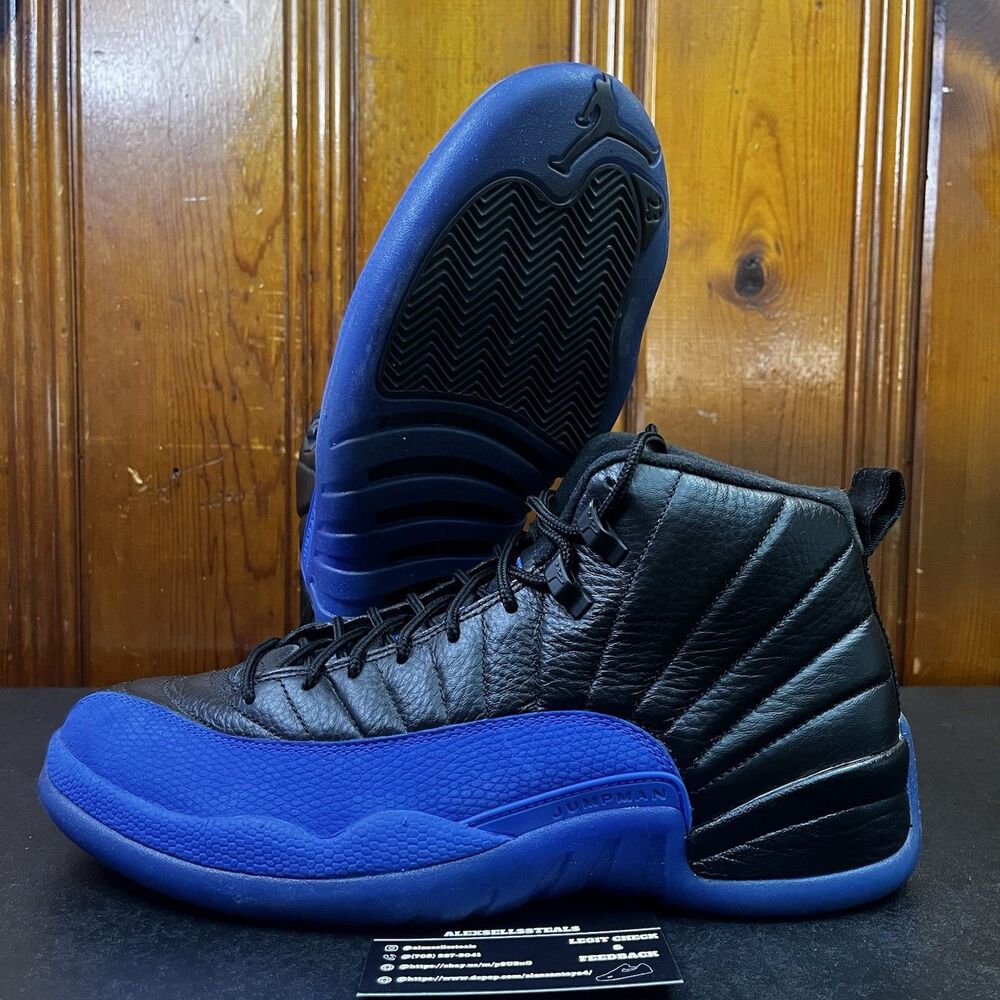Retro Jordan 12 Game Black Royal Blue Suede Size 12 Men (130690-014) No Box